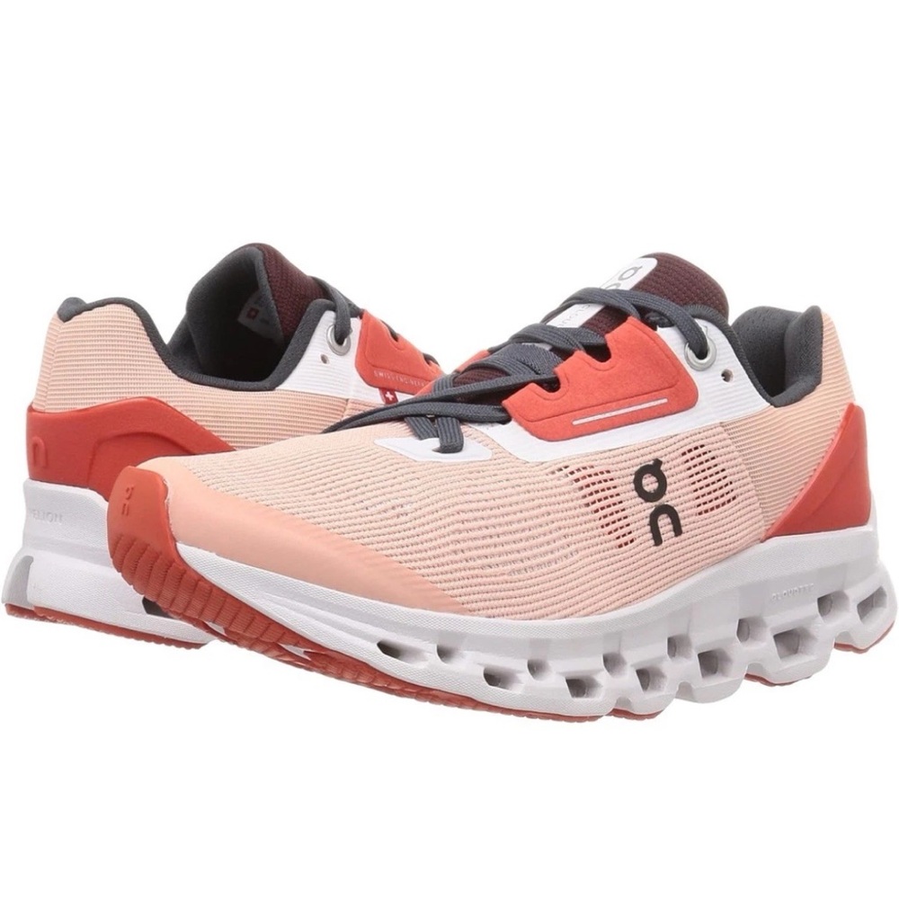 On Running Women's Athletic Shoes in Peach and White